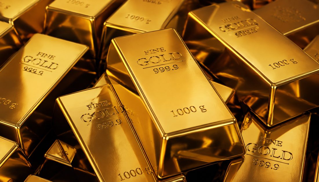Gestapelte Goldbarren zu 1000 Gramm